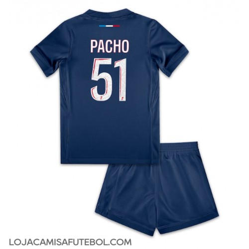 Camisa de Futebol Paris Saint-Germain Willian Pacho #51 Equipamento Principal Infantil 2024-25 Manga Curta (+ Calças curtas)